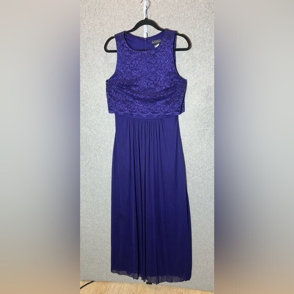 Size 10 Purple Sparkle Lace Overlay Formal Gown, Jessica Howard Wedding Gala - Picture 9 of 12